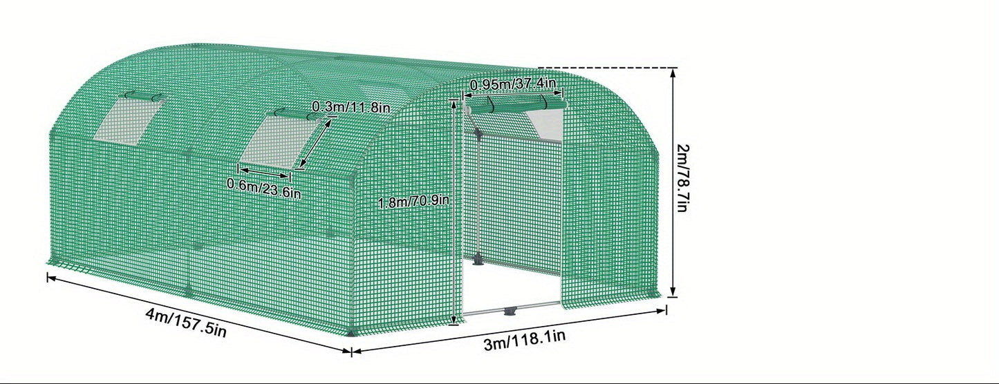 Kweekkas – Broeikas – Tuinkas – Plantenkas – Foliekas – 3x4x2m – Gegalvaniseerd Stalen Frame – 4 Ramen Met Muskietengaas