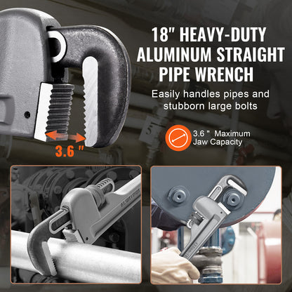 Pijptang – Verstelbare Wrench – Leidingtang – Moersleutel – Sanitairtang – 18 Inch Aluminium – Duurzame Chroom-Vanadium Bek – Ergonomisch H-Vormig Handvat