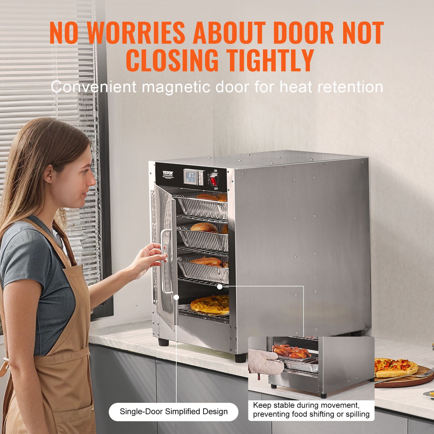 Voedselwarmer – Warmhoudkast – Hotbox – Eten Warmer – Food Cabinet – 4-laags – 201 RVS Behuizing – 360° Luchtcirculatie Met Waterschotel