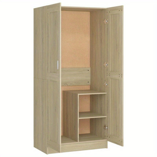 Garderobekast – Kledingkast – Kleerkast – Linnenkast – Opbergkast – Bruin – Compact Formaat 82,5x51,5x180 cm – Stevig Hardhouten Materiaal