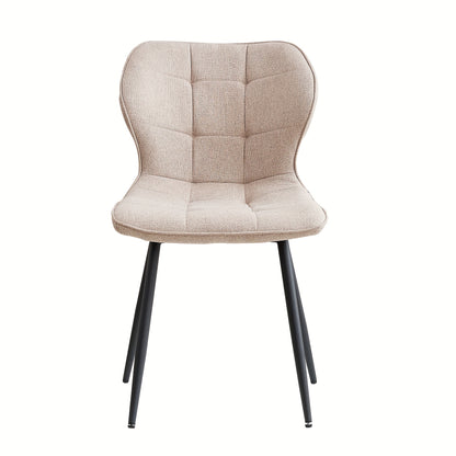 Eetkamerstoel – Stoel – Kuipstoel – Bureaustoel – Fauteuil – Linnen Bekleding – Metalen Onderstel – Set van 4 – Ergonomisch en Comfortabel – Scandinavisch Design