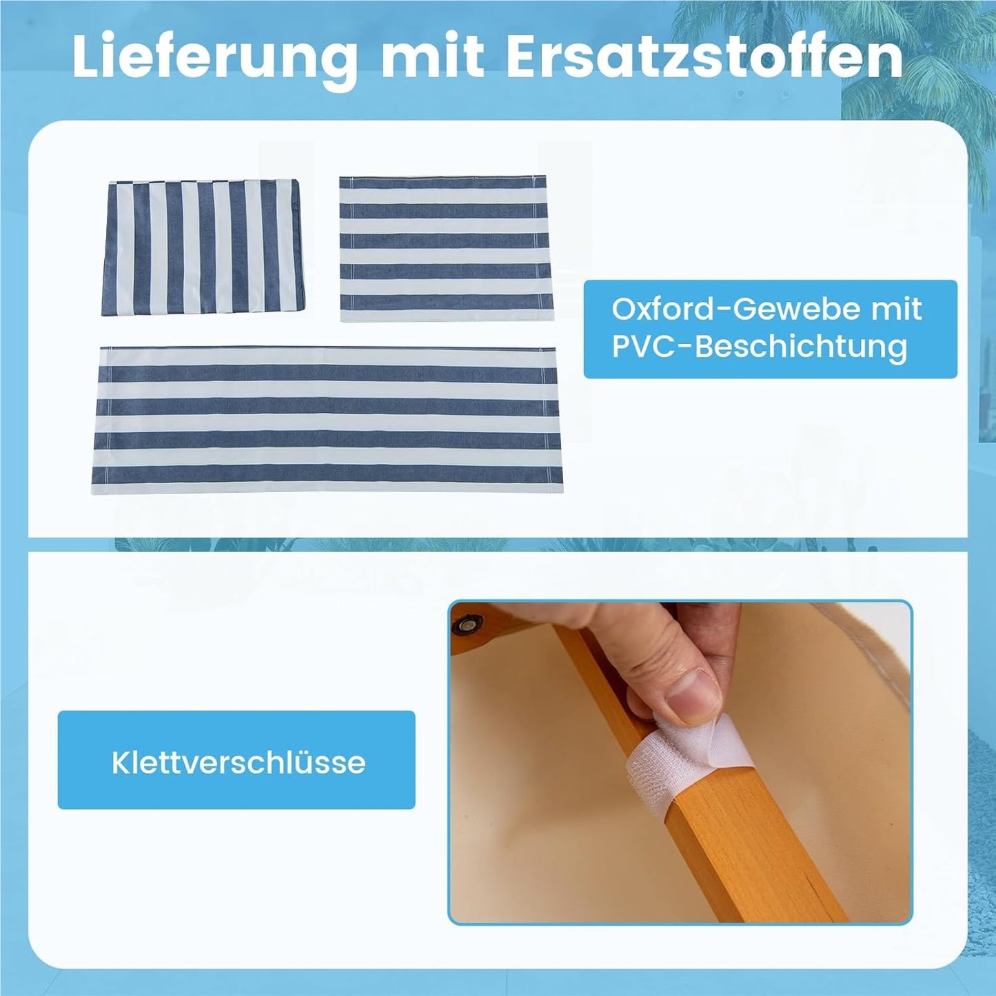 Ligstoel – Tuinstoel – Strandstoel – Zonnenligstoel – Lounger – Inklapbaar – Berkenhout – Verstelbare Rugleuning – Zonnescherm – Inclusief Reserveonderdelen – Beige Natural