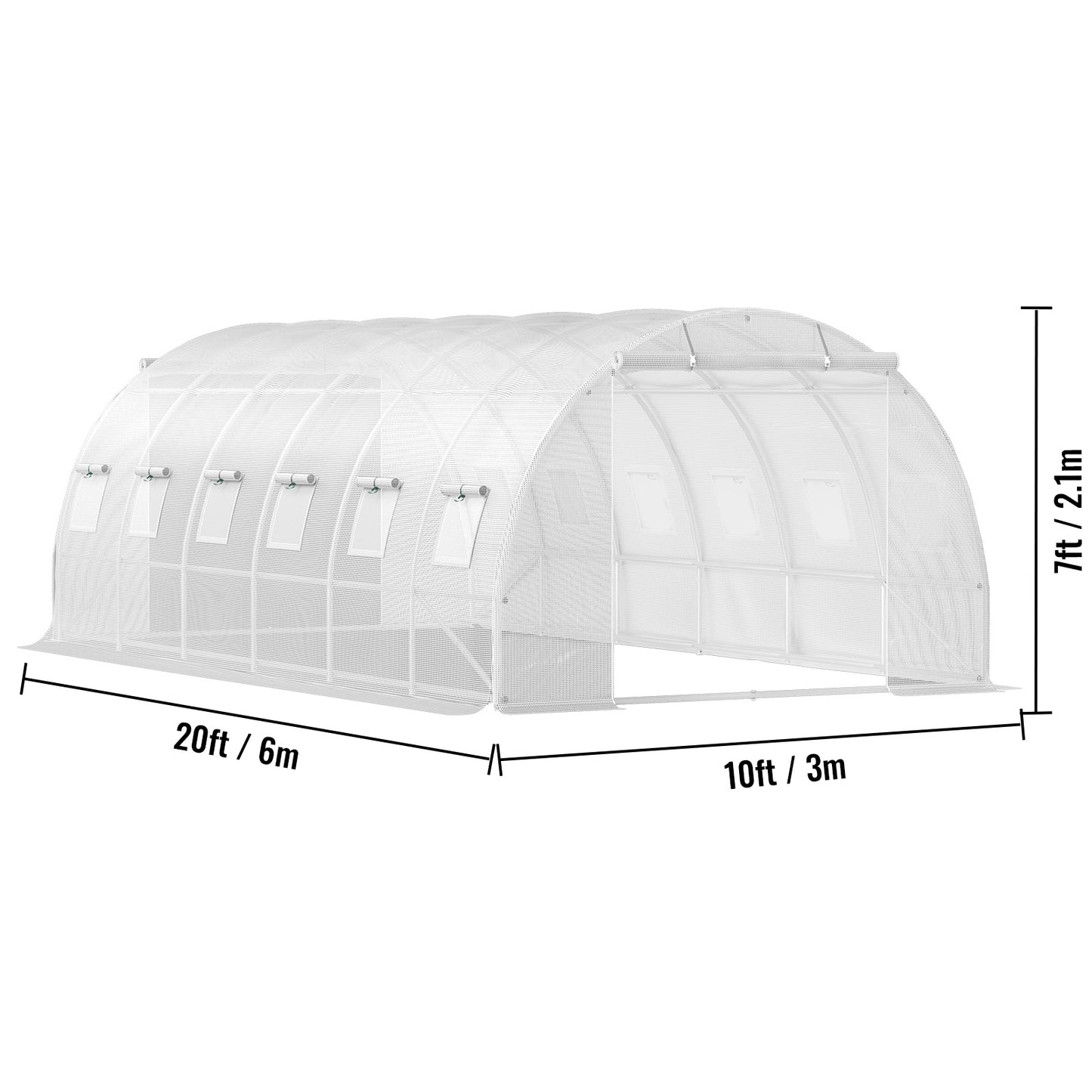 Kas – Kweekkas – Tunnelkas – Broeikas – Plantenkas – Gegalvaniseerd Stalen Frame – 6x3x2 Meter Groot