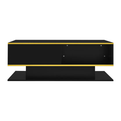 This Elegant and Minimalist Modern Coffee Table Features a High-gloss Finish, Is 100cm Long, Has Golden Trim, and Three Drawers for Storing Household Items and Books. Suitable for Kitchens, Living Rooms, and Bedrooms, It Come
