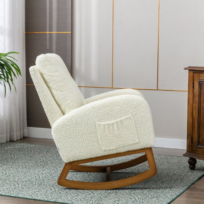 Schommelstoel – Schommelstoel Hooghout – Relaxstoel – Wiegstoel – Lounge Stoel – Metaal Frame – Pluche Bekleding – Ergonomische Rugleuning – Eenvoudige Montage – Geen Stroom Nodig