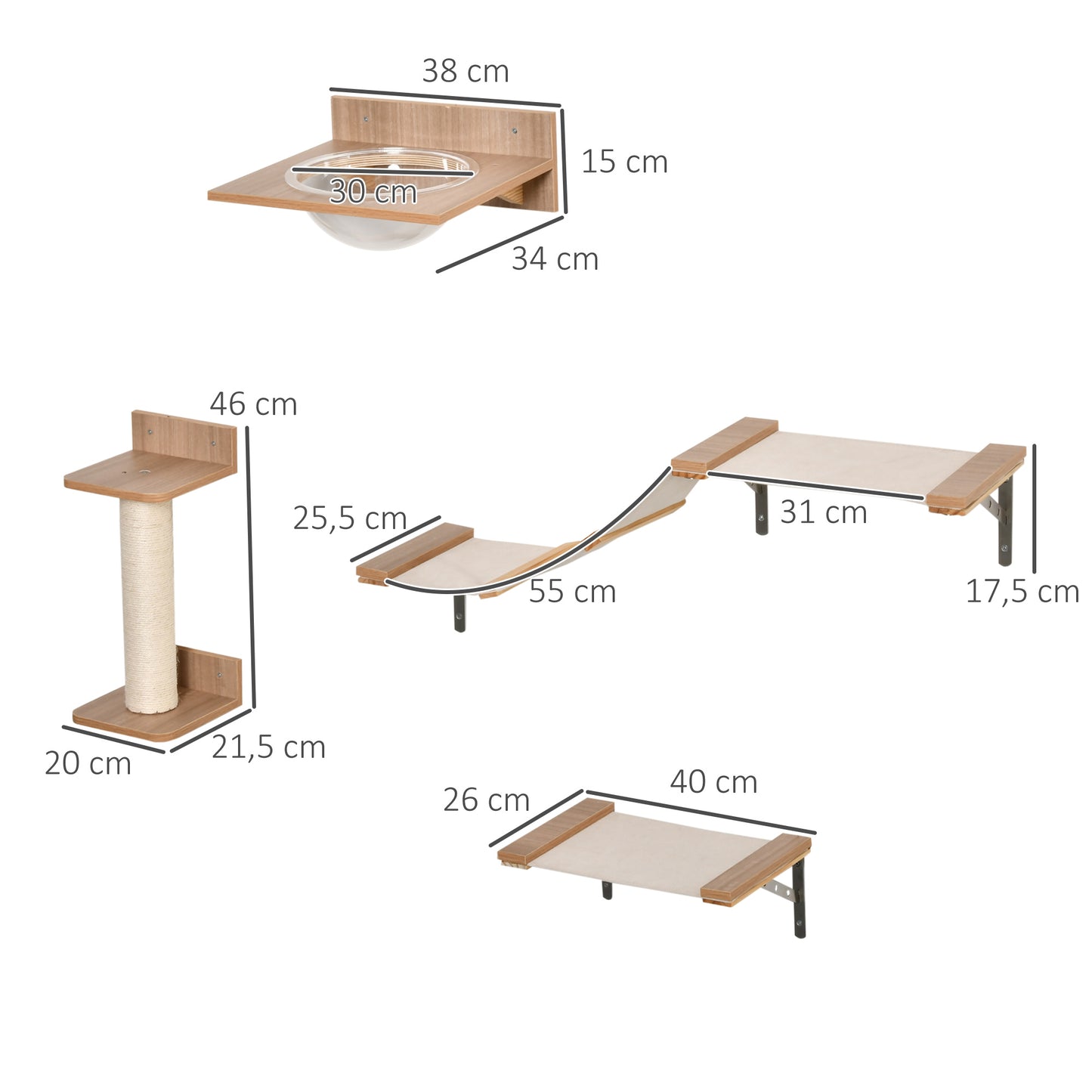 Krabpaal – Kattenklimwand – Kattenboom – Kattenmeubel – Krabmeubel – Lichtbruin – Sisal Krabpaal – Met Hangmat