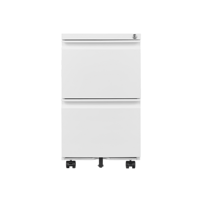 Ladeblok – Ladekast – Rolcontainer – Archiefkast – Bureaukast – Met Slot – Metalen Ladeblok 2 Lades – Compact 65 cm Hoog Wit