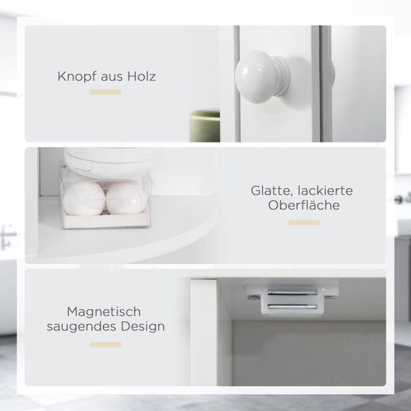Badkamerkast – Spiegelkast – Wandkast – Opbergkast – Badmeubel – Wit MDF – 66x17x63 cm – Waterbestendig en Compact