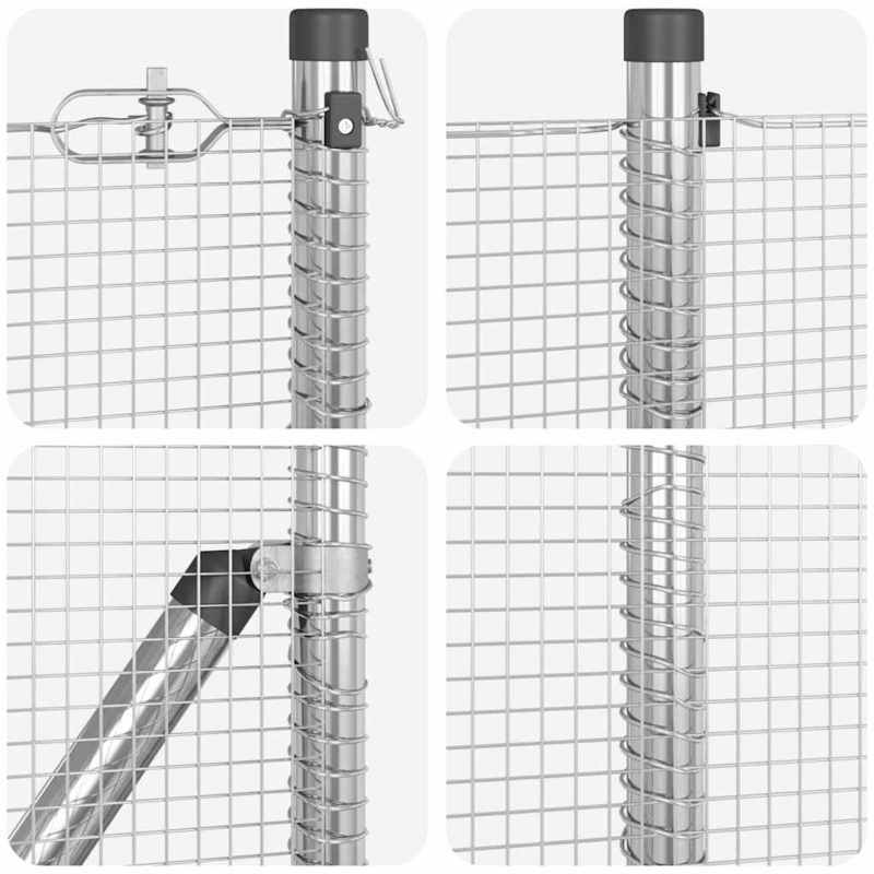 Stevig Hekwerk – Stalen Afsluiting – Grenshek – Tuinafscheiding – Zilverkleurige Palen – Duurzaam Staal – 50 Meter Breed – 0,4 Meter Hoog
