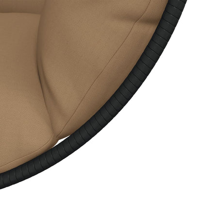 Hangstoel – Hangmand – Schommelstoel – Tuinstoel – Zitzak – Taupe – Rattan & Stalen Frame – Inclusief Afneembaar Kussen