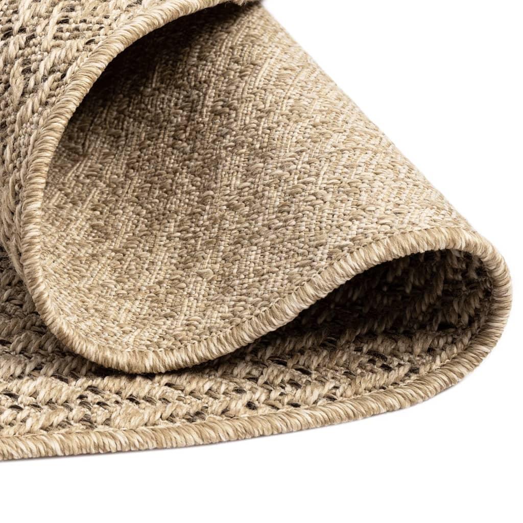 Buitentapijt – Buitenmat – Vloerkleed – Tuintapijt – Outdoorkleed – Rond – Polypropyleen Jute Look – 200 cm Diameter – UV-bestendig