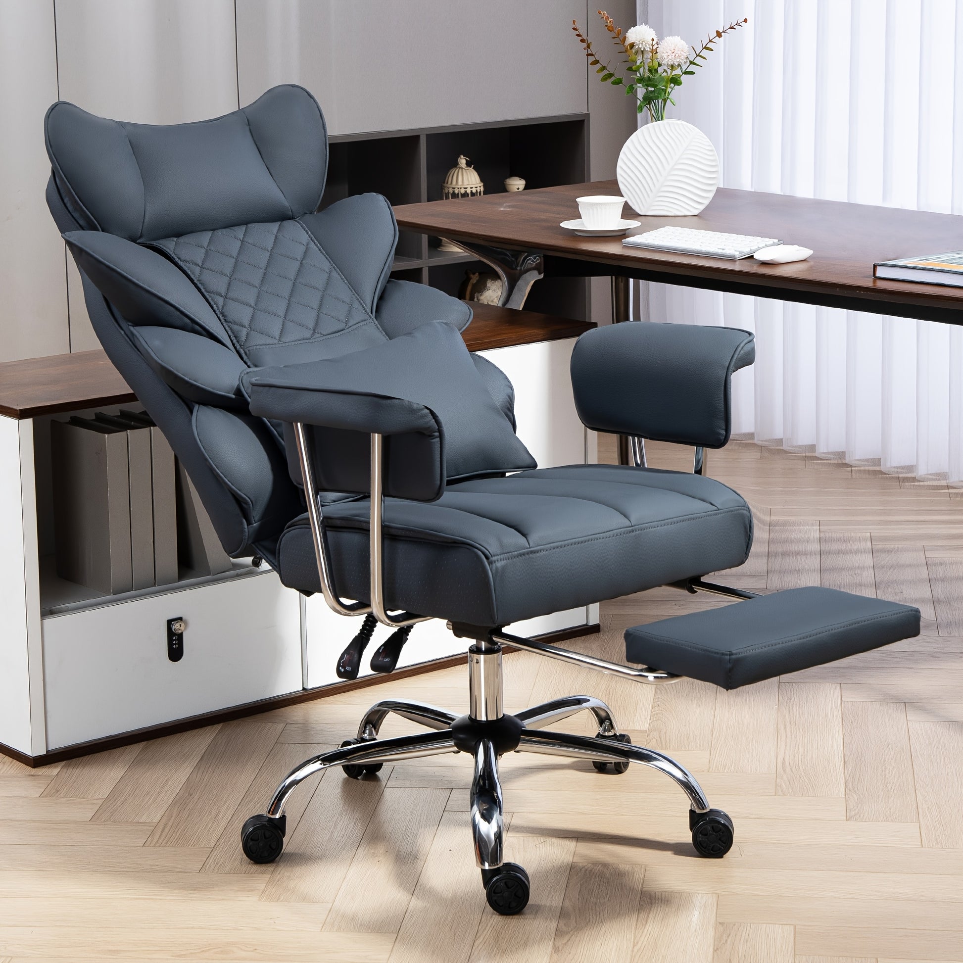Ergonomische Bureaustoel – Gamestoel - Comfortabele Bureaustoel – Stevige Bureaustoel – Verstelbare Bureaustoel – Metalen Frame – Lendensteun - Zwart - QUORE