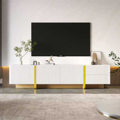 Tv-meubel – Tv-kast – TV Meubel – Dressoir – Wandmeubel – 190 cm – Wit met Gouden Accenten – MDF en Spaanplaat