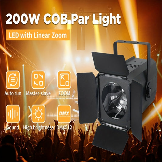 200W Focusing Face Light – Podiumverlichting – Feestverlichting – DJ Lamp – Evenementenlamp – Instelbare Bundelhoek – Geïntegreerde Audio-Reactie