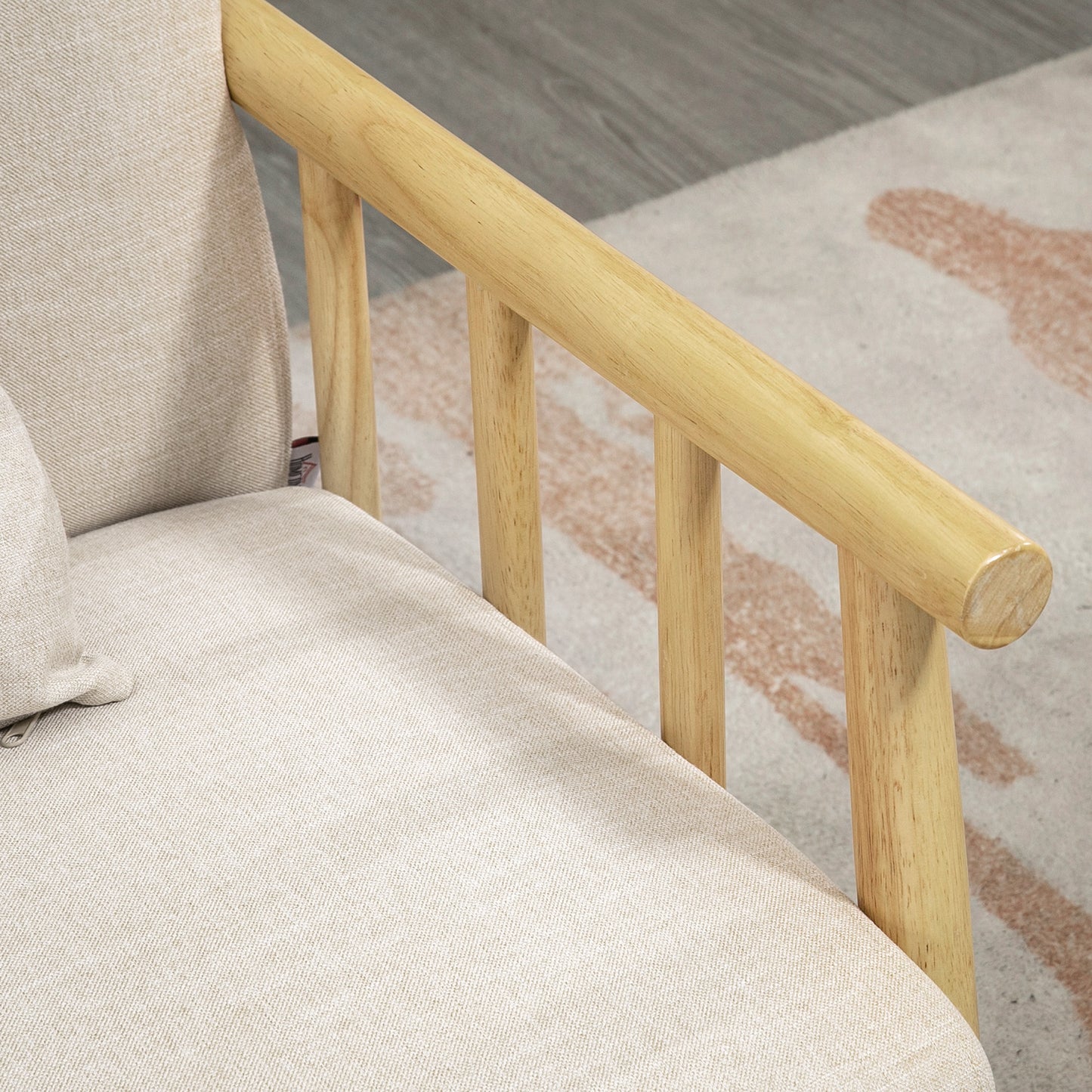 Tweezitsbankje – Bankje – Sofa – Zitbank – Tweezitsbank – Beige – Compact Formaat – Stevig Houten Frame