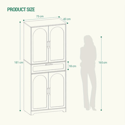 Witte Keukenkast – Keukenmeubel – Opbergkast – Dressoir – Kast Met Lade – 4 Deuren – Verstelbare Planken – Duurzaam En Compact
