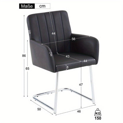 Eetkamerstoelen set – Stoelen – Zwarte Stoelen – Kunstleren Stoelen – Design Stoelen – 6-delig – Verticale Strepen – Zigzag Metalen Poten