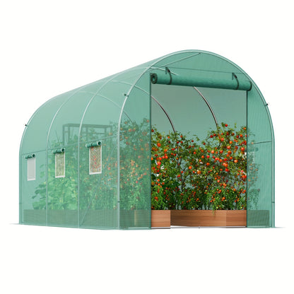 Walk-In Tunnel Kas – Tuinkas – Kweekkas – Groentekas – Bloementuin – Stevig Gegalvaniseerd Frame – 304.8x213.36x213.36cm - Ruim 5,9 Meter Lang - QUORE