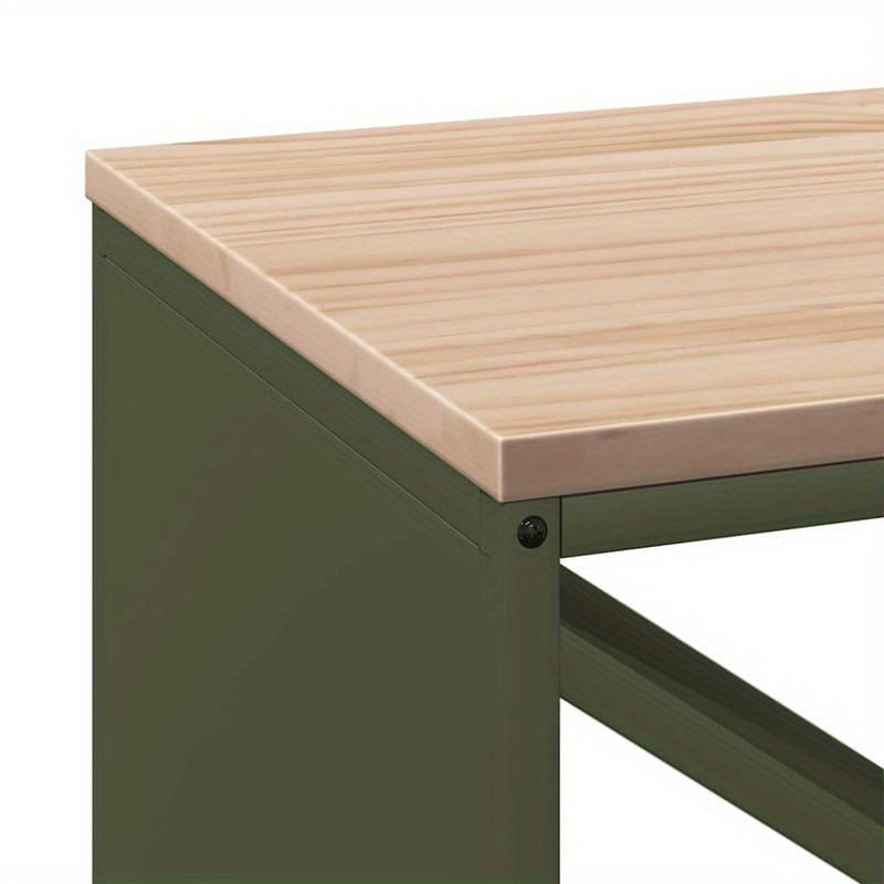 Houtopslag – Brandhoutrek – Haardhoutrek – Houtberging – Haardhoutopslag – Roestvrijstalen Frame – Uittrekbaar Ontwerp 100,5x35,5x40 cm – Weerbestendig Buitengebruik – Olijfgroen Houten Blad