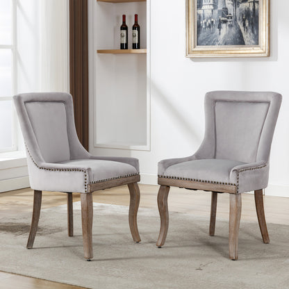 Eetkamerstoelen – Stoelen – Dining Stoelen – Velours Stoelen – Design Stoelen – Grijs – Fluwelen Bekleding – Houten Poten