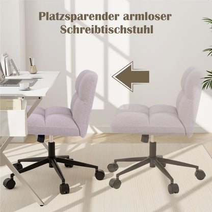 Bureaustoel – Draaistoel – Kantoorstoel – Make-upstoel – Stuhl – Verstelbare Hoogte – Kantelfunctie – Brede Zitting – Lichtgrijs