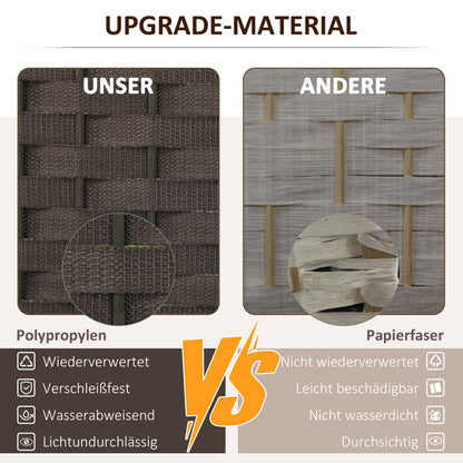 Kamerscherm – Room Divider – Scheidingswand – Privacy Scherm – Ruimteverdelers – Bruin – Vierdelig – Opvouwbaar – Lichtgewicht – Hoogte 150 cm