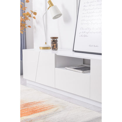 Modern TV-meubel – TV-kast – Mediameubel – Tv-dressoir – Woonkamermeubel – Diagonaal Patchwork Design – 170 cm Breed – Wit MDF met Glanzende Deurrand
