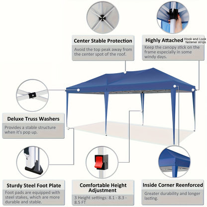 Partytent – Paviljoen – Feesttent – Tuintent – Luifeltent – Pop-up – 3,05x6,1 m – 8 Verwijderbare Zijwanden – Draagtas Inclusief