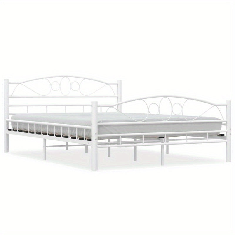 Giroletto Bianco in Metallo 140x200cm - Contemporary White Metal Bed Frame with Elegant Curved Design, Sturdy Metal Frame & Easy Assembly for Bedroom Furniture, Bed Accessories, Modern Bedroom Decor, Minimalist Bed Design, Sl