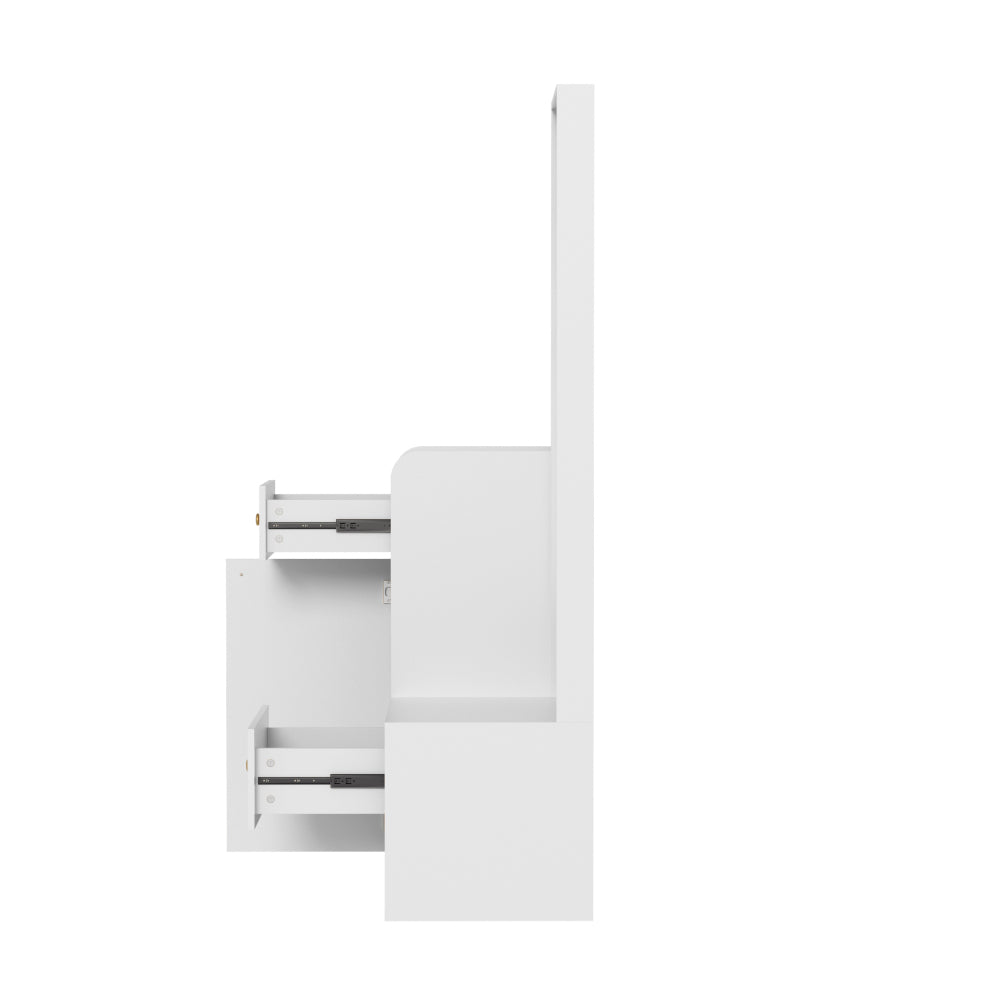 Kledingkast – Garderobekast – Opbergkast – Kleerkast – Garderobe – Compact Wit – Met Spiegeldeur – Met Verstelbare Planken en 2 Lades – Ruimtebesparend Met Stevig Metalen Frame