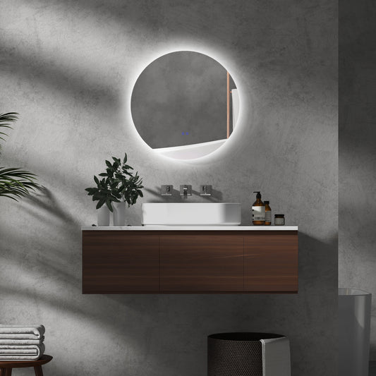Badkamerspiegel – Spiegel – LED Spiegel – Verlichte Spiegel – Ronde Spiegel – Wit – Kleurwisselend LED Licht – Anti-Fog Functie – Ø 60 cm – IP44 Waterbestendig