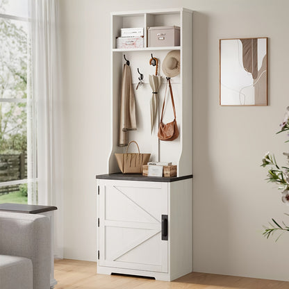 Kapstok – Halmeubel – Garderoberek – Schoenenrek – Zitbank – Wit Hardhout – Vrijstaand – 4 Haakjes – Opberglade – Compact Design