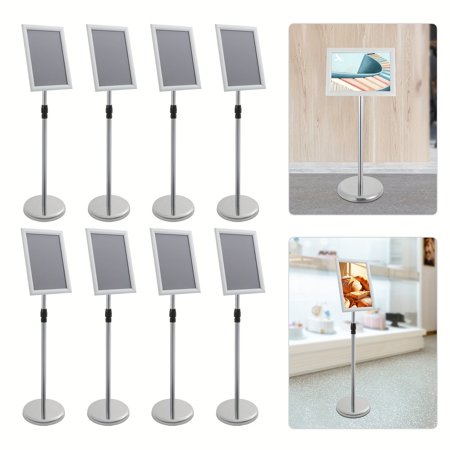 Verstelbare Sign Standaard – Posters Stand – Reclamehouder – Vloerstandaard – Informatiehouder – Zwart – Aluminium Snap Frame – 80-130 cm Hoogte verstelbaar