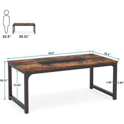 Eettafel – Tafel – Keukentafel – Dinertafel – Industriële Eettafel – Rustic Brown – Voor 6-8 Personen – Robuuste Metalen Poten