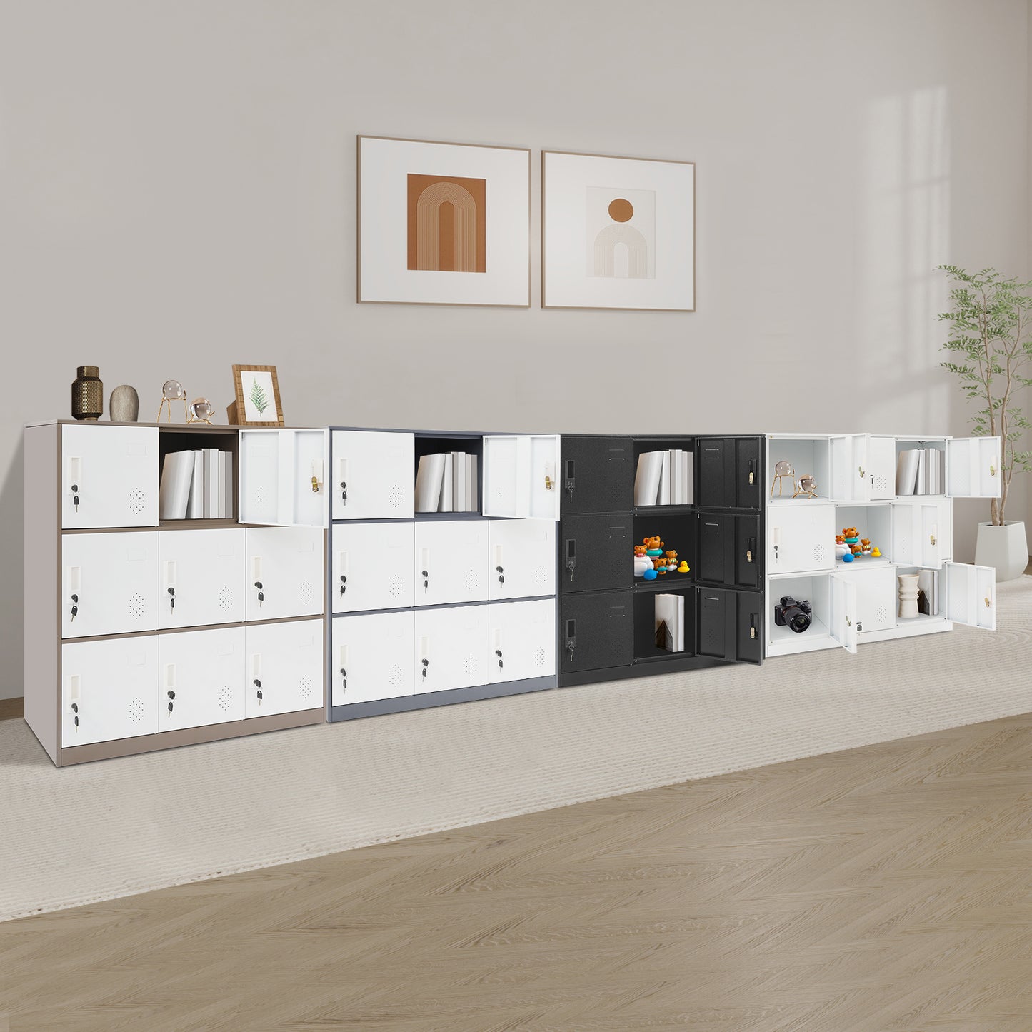 Heavy-Duty Lockable Office Cabinet with Card Slots - Large Storage Organizer, Heavy-Duty Steel Construction, Freestanding Floor Cabinet for Home, Office, School, or Business - Easy Assembly, No Power Needed, Modern Workspace