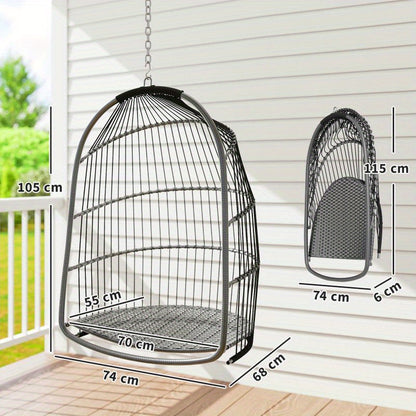 Tuinschommel – Egg Schommelstoel - Schommelstoel – Outdoor Schommelstoel – Loungestoel – Rattan Materiaal – Inklapbaar Tot 150 kg
