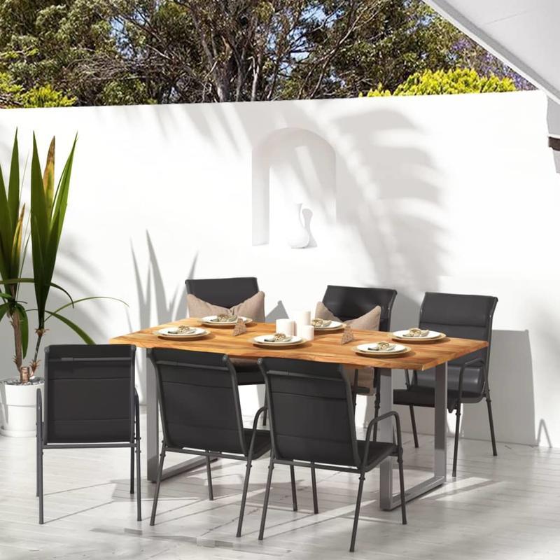 Tuinstoelen – Terrasstoelen – Balkonstoelen – Stapelbare Stoelen – Tuinmeubelen – Set van 6 – Staal & Textileen – Weerbestendig & Ergonomisch