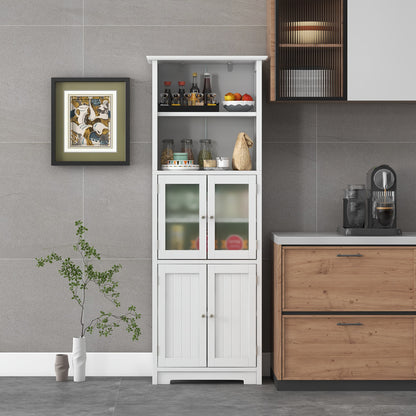 badkamerkast – kolomkast – opbergkast – badkamermeubel – wastafelonderkast – MDF & gehard glas – verstelbare planken 60x30x164 cm – wit