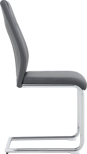 Eetkamerstoel Set van 4 - Grijs - Met Ruitpatroon op de Rugleuning - Verchroomd Metalen Frame - Belastbaar tot 150 kg - Kunstlederen Bekleding