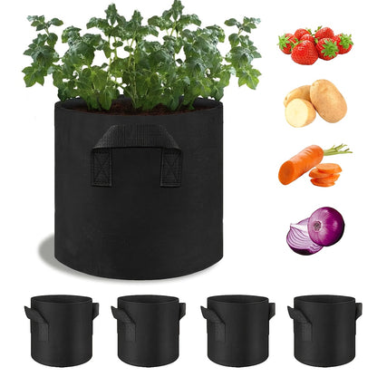 Set van 10 Plantenzakken met Handvatten – Grow Bags Plantenzakken en Plantencontainers – Capaciteit 11–37L