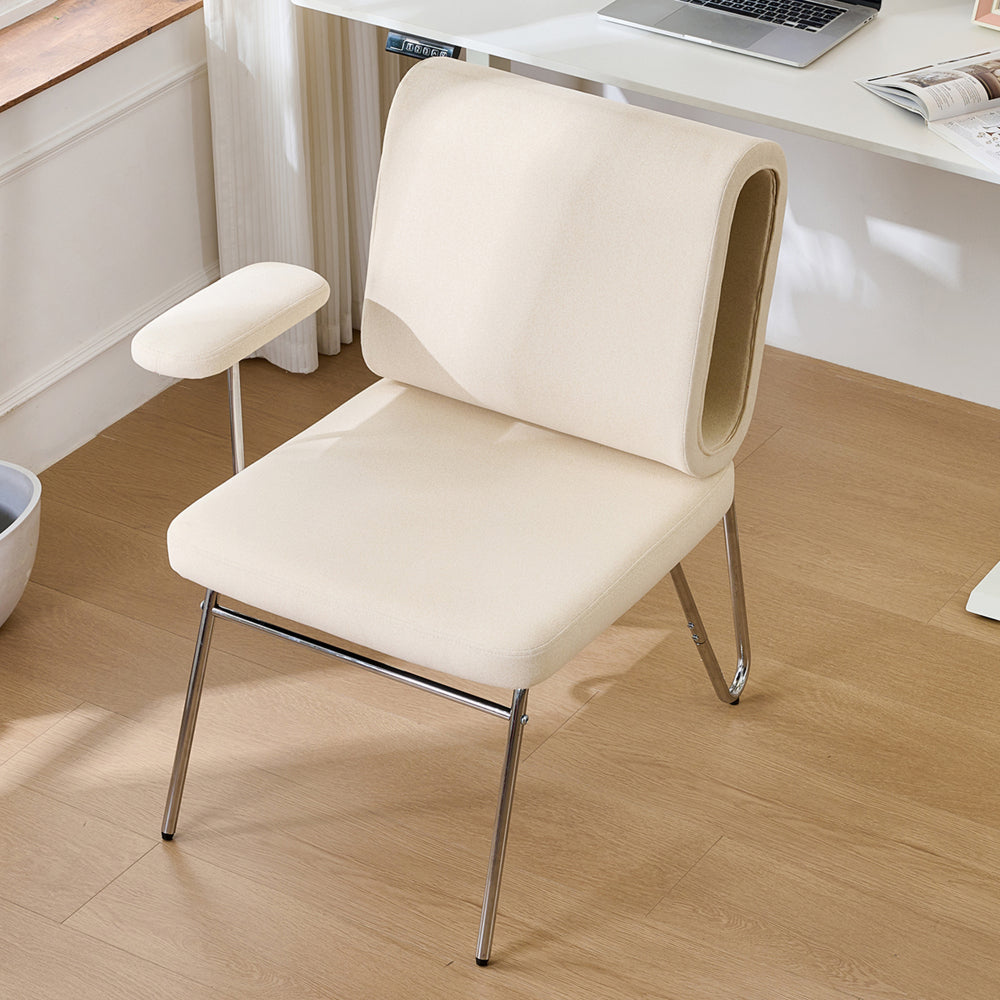 Ergonomische Bureaustoel – Bureaustoel met Kattenbed – Thuiswerkstoel – Bureaukruk – Werkstoel – Geïntegreerd Kattenbed – Krasbestendige Stof – Stalen Frame & Houten Poten – Beige