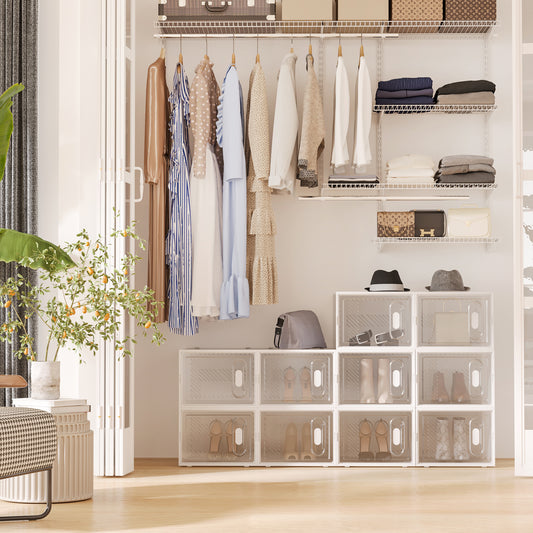 Schoenendozen – Schoenenopberger – Schoenendoos – Schoenendozen Stapelbaar – Schoenendozen Transparant – Set Van 18 – Magnetische Deuren – Ruimtebesparend Design