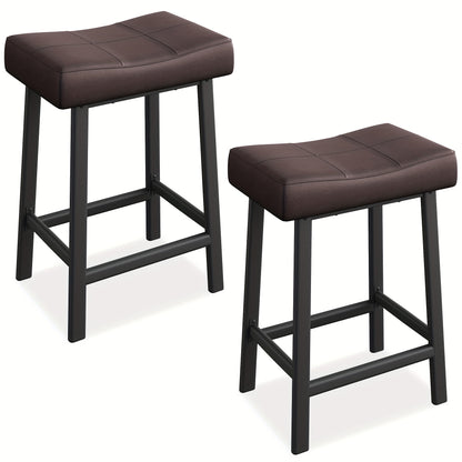 Barstoel – Barkruk – Keukenkruk – Barstoel Stoel – Kruk – Set Van 2 – Ergonomische Rugleuning – Zithoogte 60,96 cm – Zwart/Wit Frame – Comfortabele Gevoerde Zitting – Stevige Metalen Poten