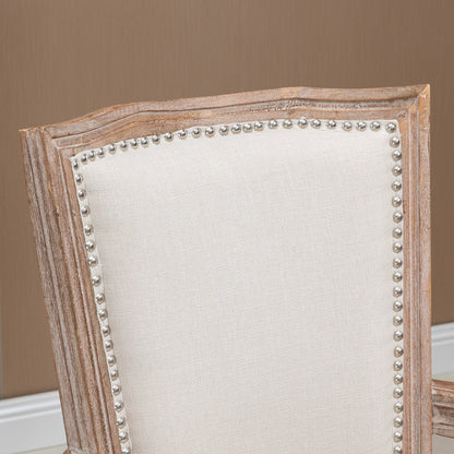 Eetkamerstoel – Keukenstoel – Stoel – Landelijke Stoel – Frans Landhuisstijl – Rubberen Houten Frame – Crèmewit – 59 x 63,5 x 96 cm – Verstelbare Stoelvoeten – Draagvermogen 150 kg