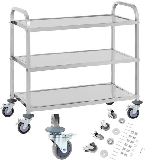 3-Tiered Catering Trolley for Up to 150Kg, Made of Stainless Steel, Royal Catering RCSW 3A