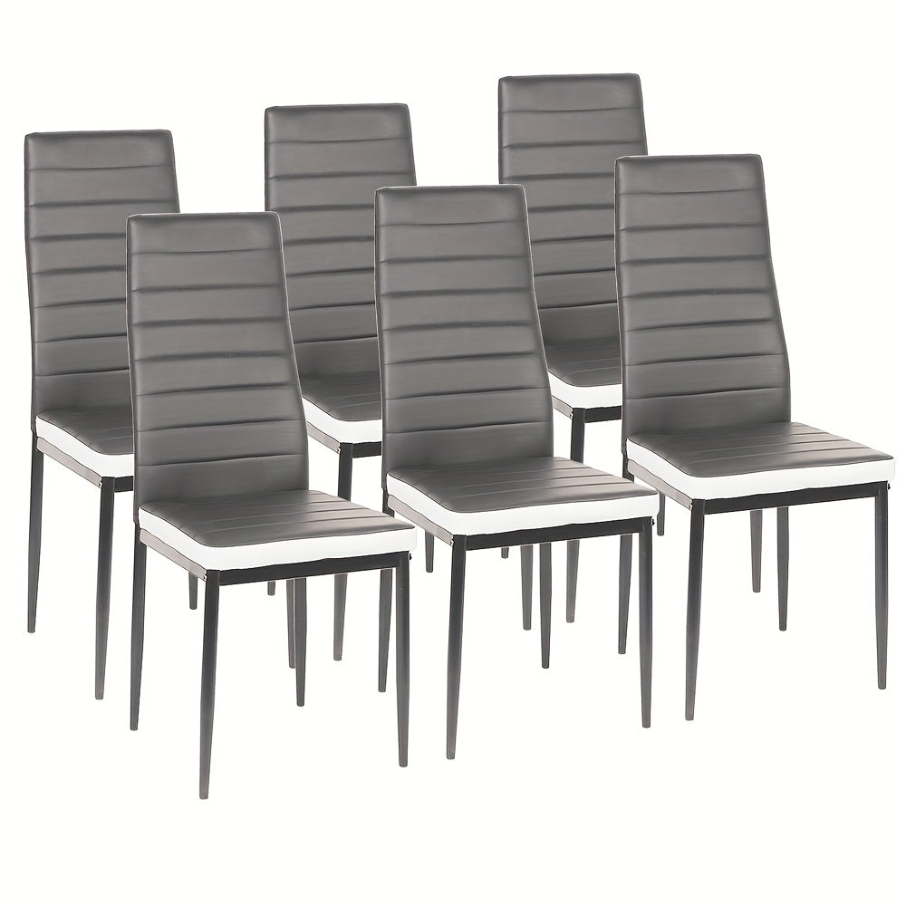 Eetkamerstoel – Stoel – Kuipstoel – Keukenstoel – Bistrostoel – Set Van 6 – PU Lederlook – Metalen Onderstel – Ergonomische Hoge Rugleuning – Onderhoudsvriendelijk – Krasbestendig