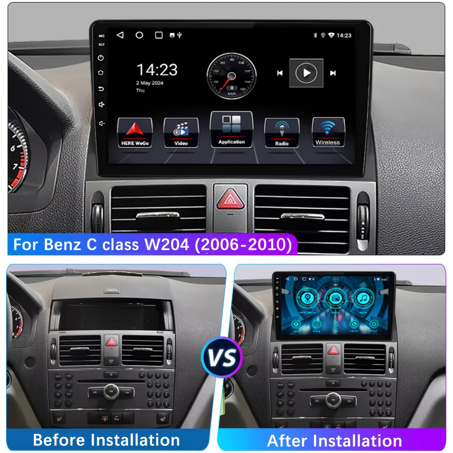 Android Car Stereo – Auto Multimedia Speler – Navigatie Systeem – Autoradio 2-DIN – Met AHD Camera & Microfoon – 9 Inch IPS Touchscreen – Android 14.0 Systeem