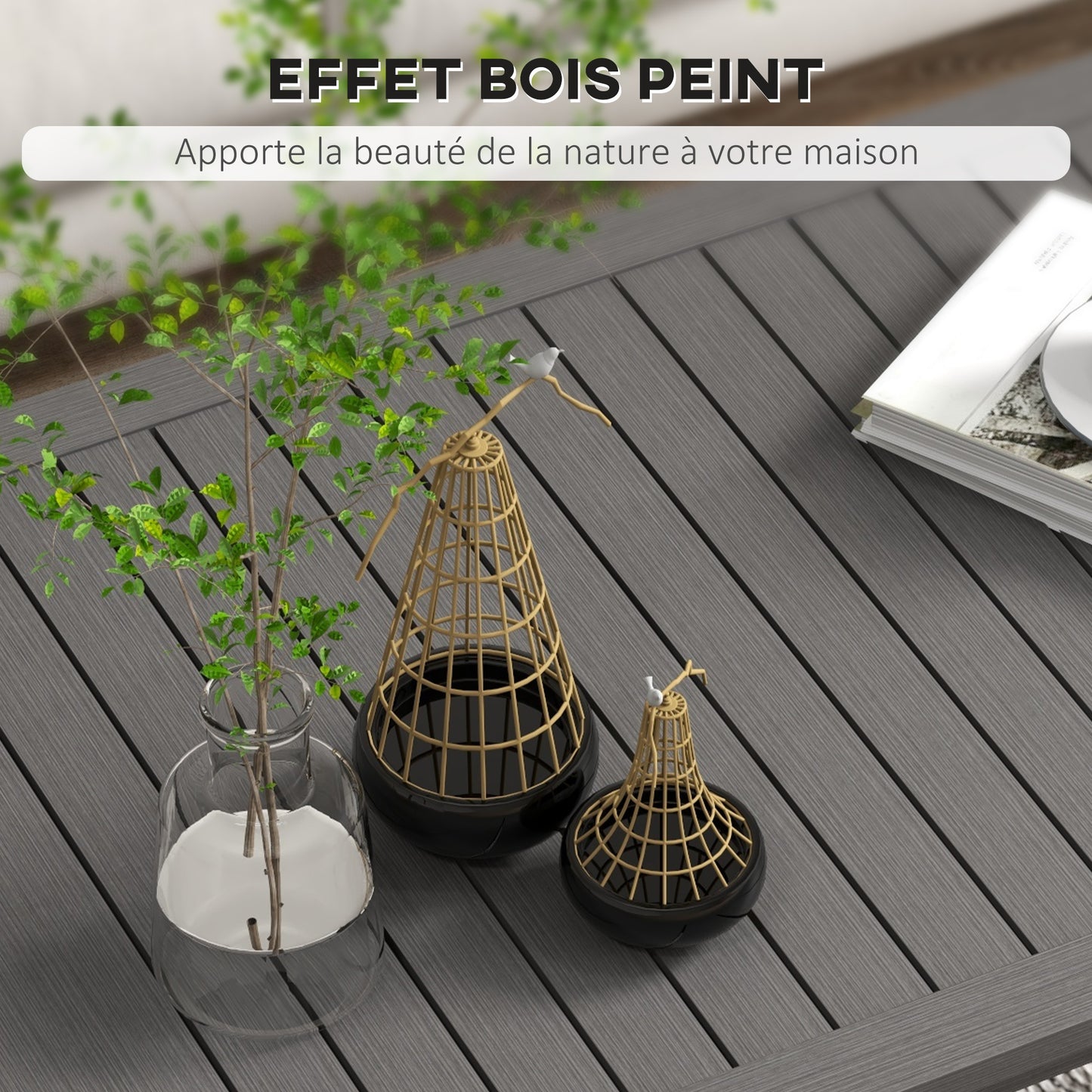 Tafel – Salontafel – Bijzettafel – Vouwtafel – Buitentafel – Aluminium – Weerbestendig – 100x60x37 cm – Bruin
