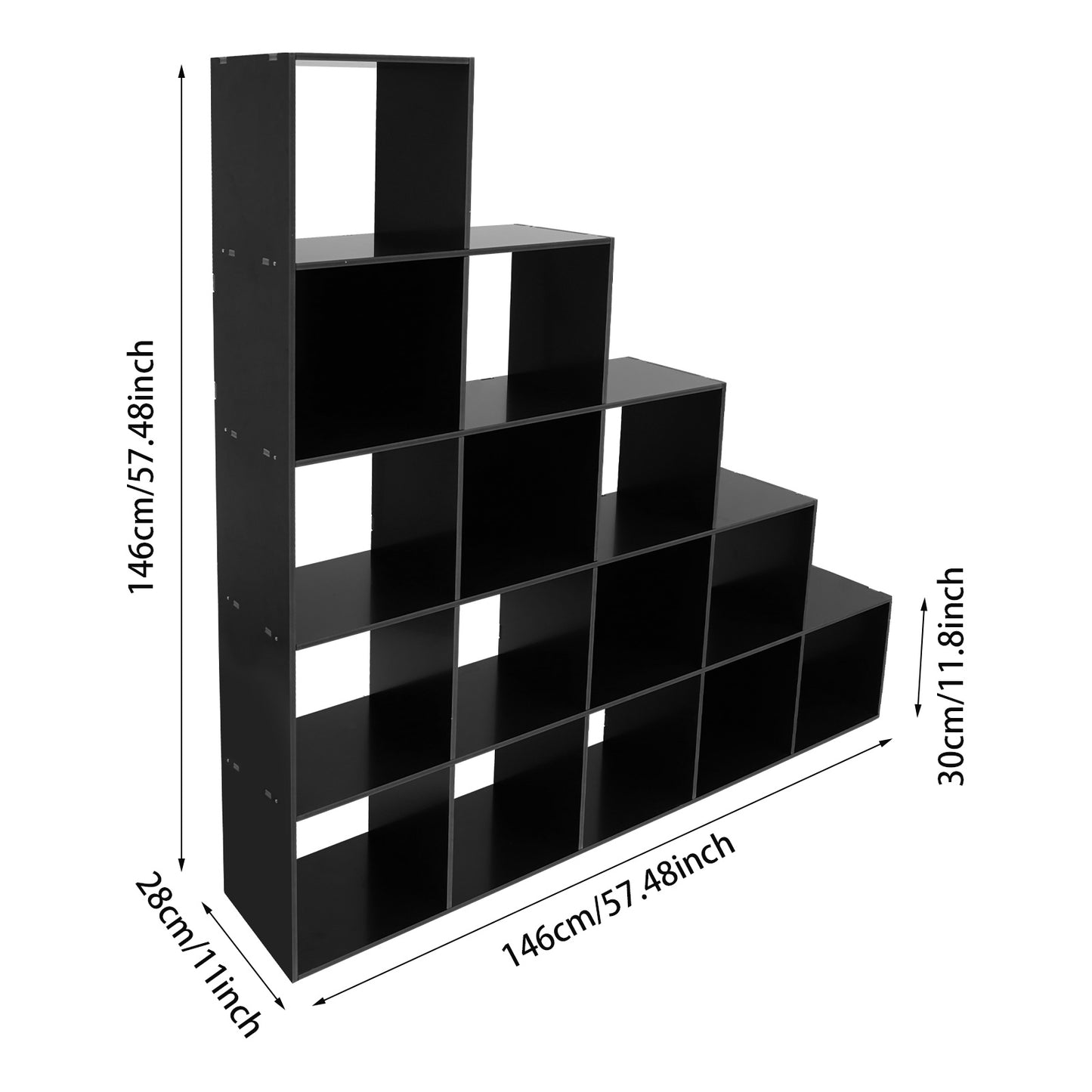 15-Cube L-Shaped Storage Bookcase | Black Plastic Freestanding Organizer for Home & Office, Contemporary Style by NaMaSyo, Corner Shelves
