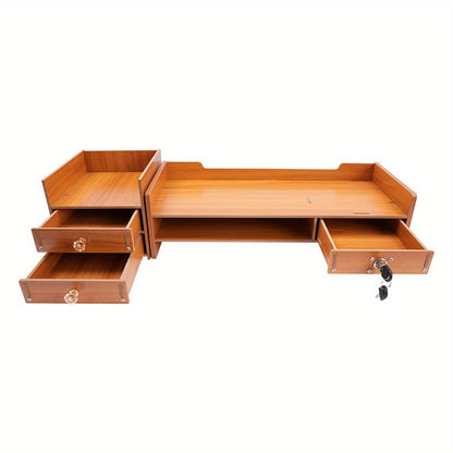 Bureau Organizer – Bureaurek – Desk Organizer – Opbergdoos – Documentenhouder – Houtkleur – Stevig Duurzaam Materiaal – Compact Formaat